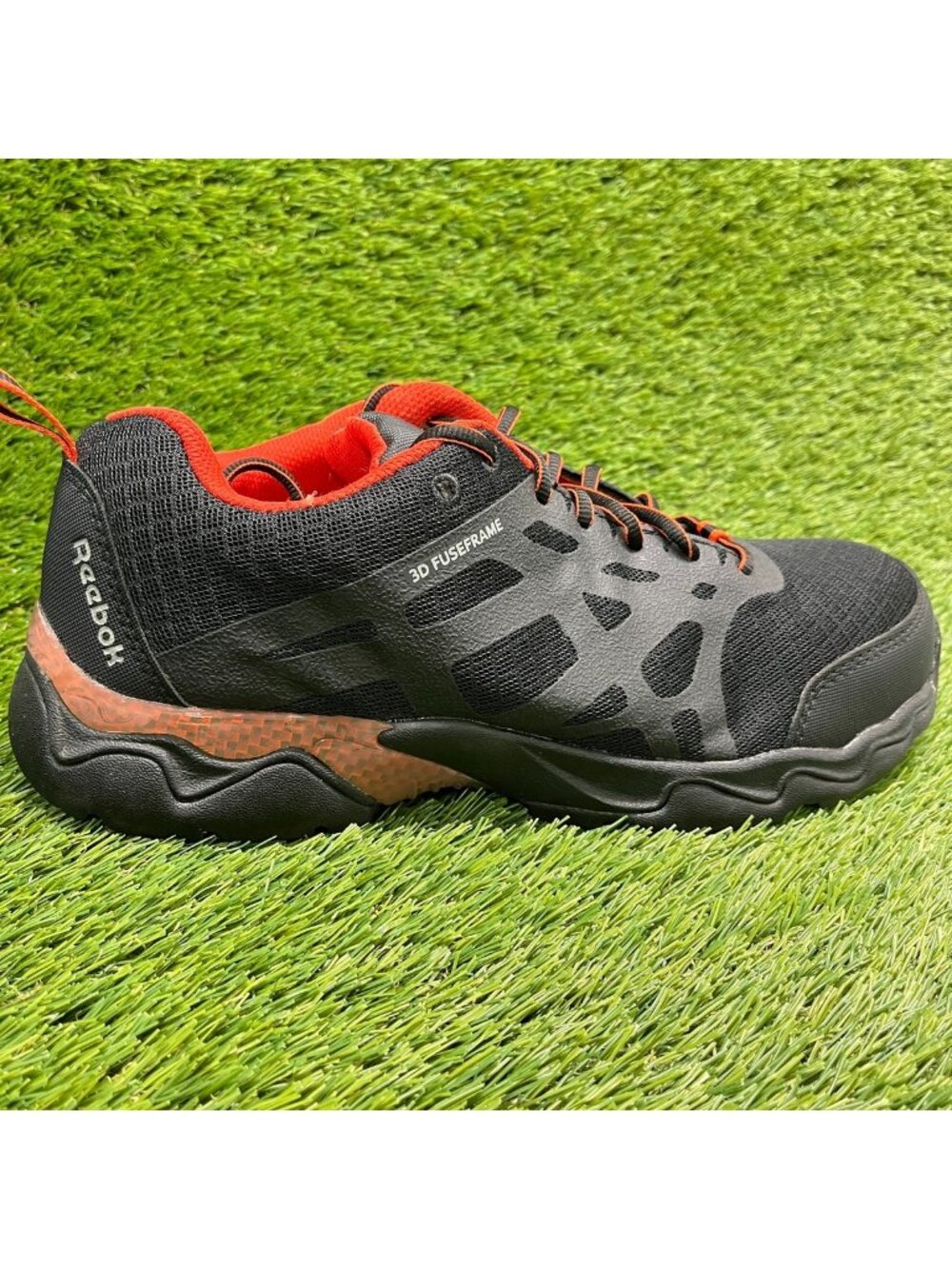 Reebok Beamer Mens Size 9.5 Black Orange Composite Toe Safety Working Shoes